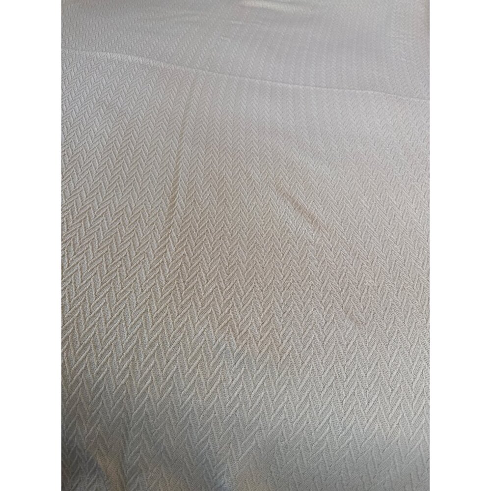 Queen Size 100% Cotton Blanket Cream Yellow Herringbone Charisma by Fieldcrest - Picture 3 of 12